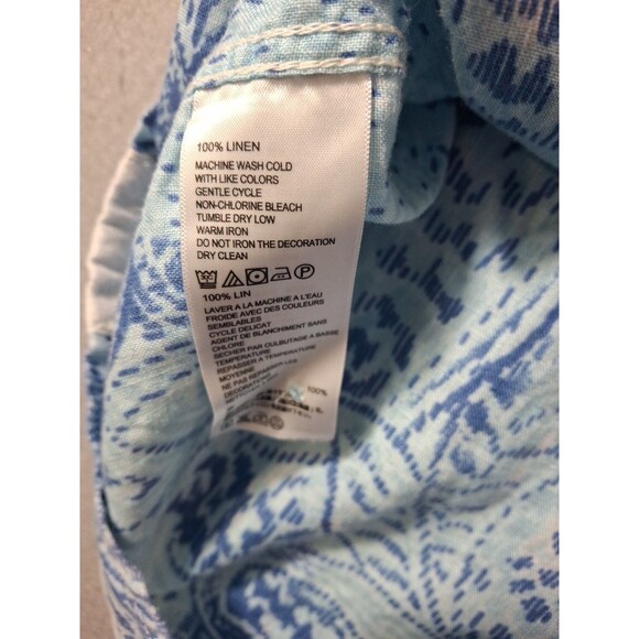 Tommy Bahama Relax Shirt Men XL BlueShort Sleeve 100% Linen Geometric Print - Picture 5 of 8